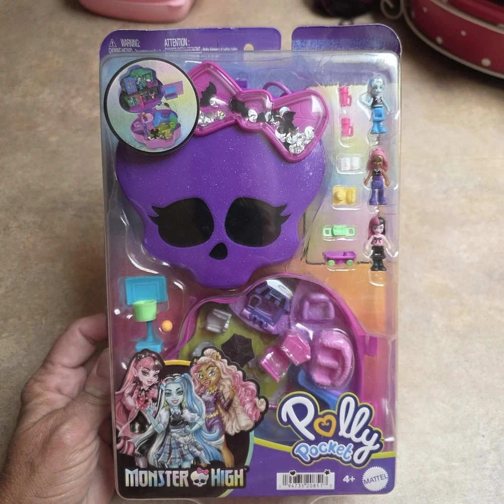 Mattel Polly Pocket Monster High Skull Compact 1in Doll Playset New In Box Toy